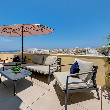 Panoramic Sea View 3br Penthouse With Pool Jacuzzi 公寓 斯利马